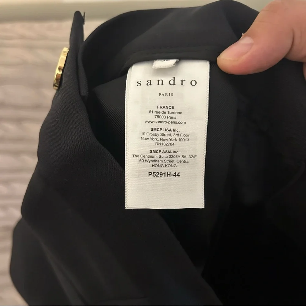 Sandro Black Boot Cut Flare Pants with Smooth Texture - Picture 4 of 4